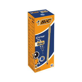 BIC Cristal Shine (Pack 20 Pcs.) (Gold - Blue Ink)