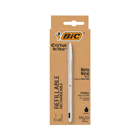 BIC Cristal Re'New (Blister + 2 Refills) (Black)